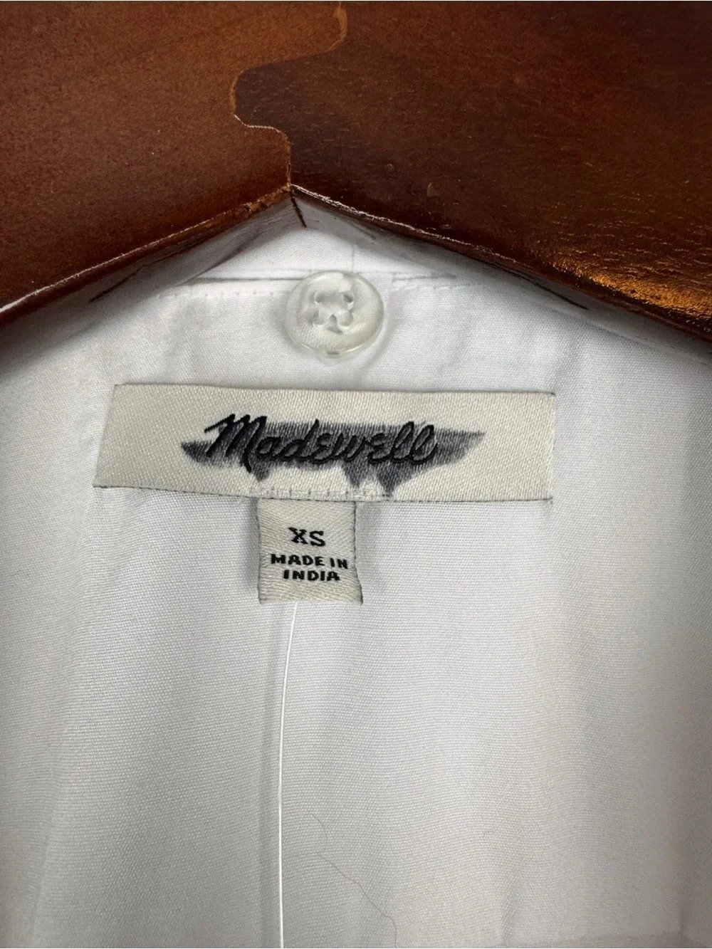 Madewell V-Neck Cotton Button Front Removeable Necktie Top White Size XS NWT